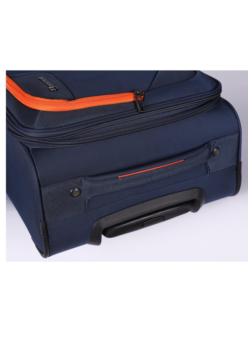 Unisex Soft Travel Bag Trolley Luggage Set of 3 Polyester Lightweight Expandable 4 Double Spinner Wheeled Suitcase with 3 Digit TSA lock E765 Navy Blue