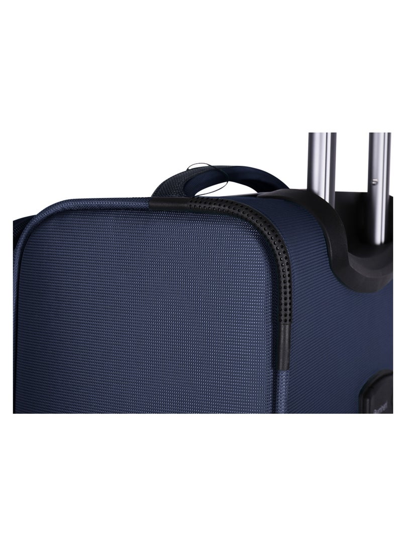 Unisex Soft Travel Bag Trolley Luggage Set of 3 Polyester Lightweight Expandable 4 Double Spinner Wheeled Suitcase with 3 Digit TSA lock E765 Navy Blue