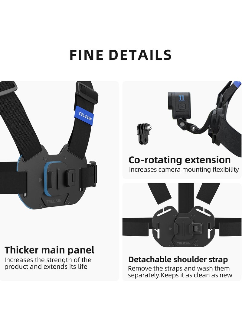 Basics Adjustable Chest Mount Harness for GoPro Camera (Compatible with GoPro Hero Series), Black