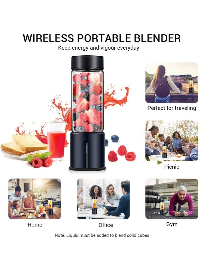 Portable Blender Personal Blender 5000mah USB Rechargeable 16oz Glass Travel Juicer Cup Stainless Steel Mini Blender To Make Shake And Smoothie