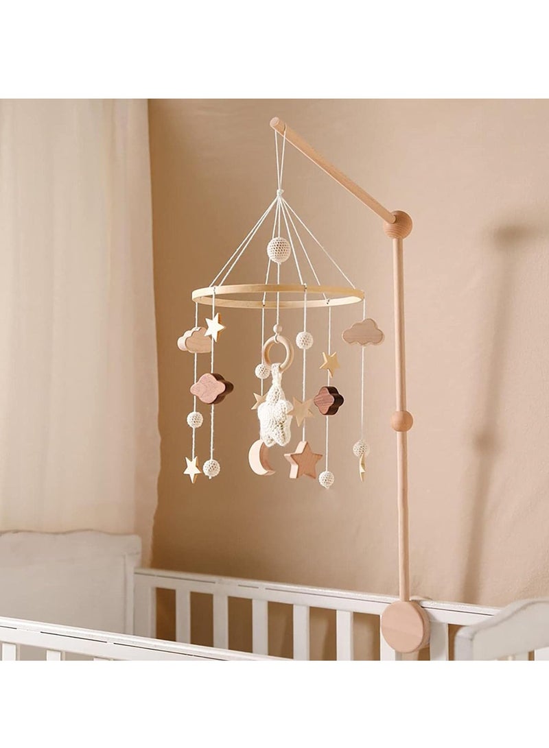 Baby Rattle Toy, Baby Crib with Felt Balls, Neutral Baby Bed Hanging Toys, Baby Bed Hanging Game - for Nursery Children Bed Decor