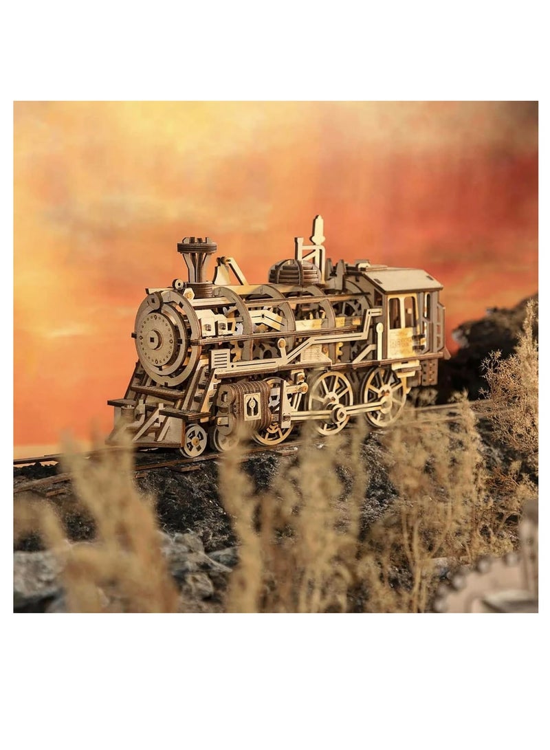 ROKR Locomotive Mechanical Gears LK701,3D Wooden Puzzles for Adults/Teens, Creative Home Decor, Unique Gift for Craft Hobby Adults/Teens