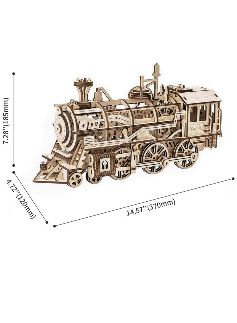 ROKR Locomotive Mechanical Gears LK701,3D Wooden Puzzles for Adults/Teens, Creative Home Decor, Unique Gift for Craft Hobby Adults/Teens