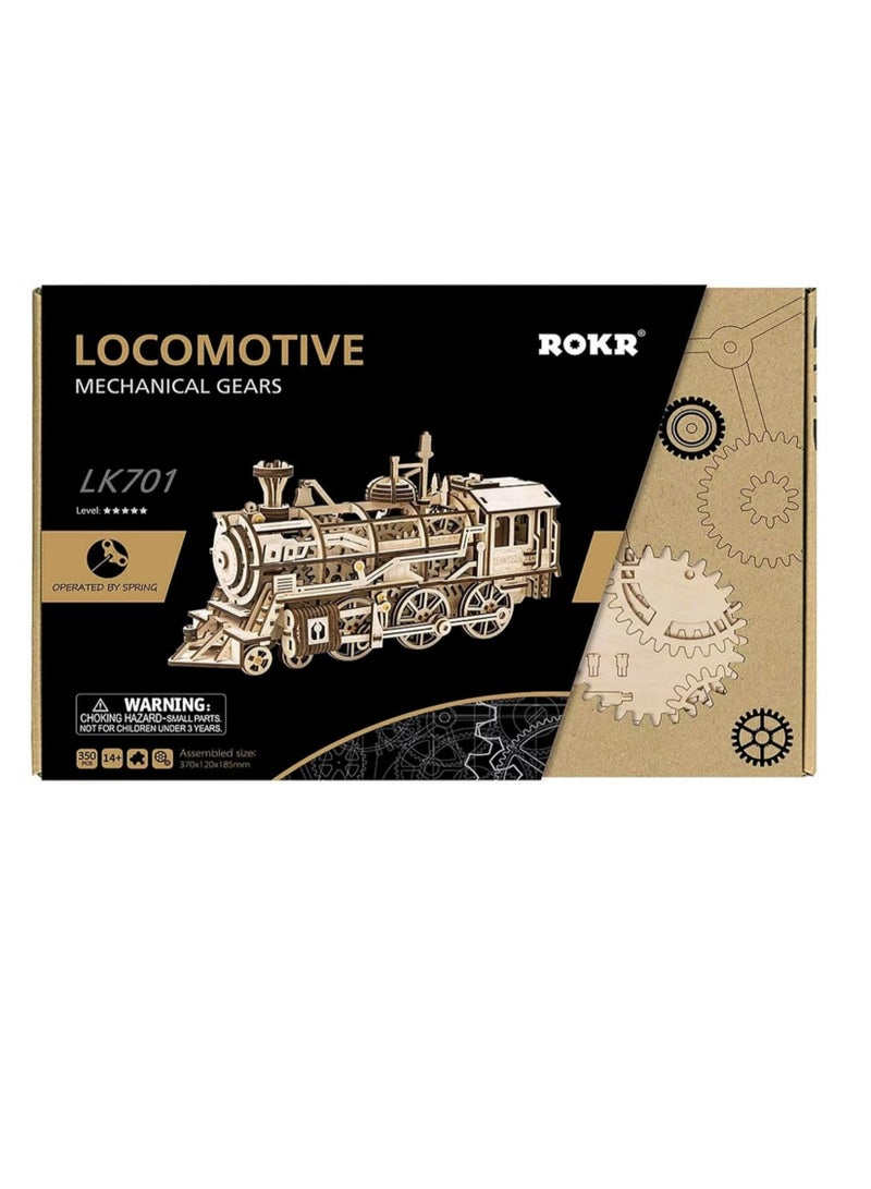 ROKR Locomotive Mechanical Gears LK701,3D Wooden Puzzles for Adults/Teens, Creative Home Decor, Unique Gift for Craft Hobby Adults/Teens