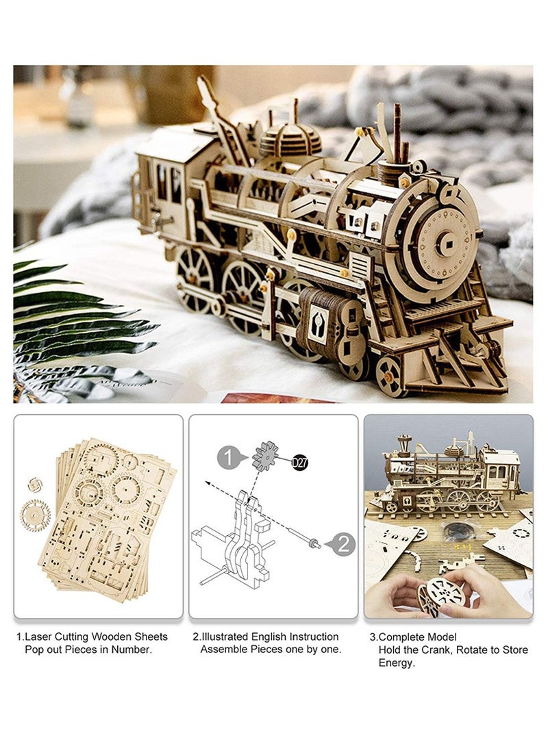 ROKR Locomotive Mechanical Gears LK701,3D Wooden Puzzles for Adults/Teens, Creative Home Decor, Unique Gift for Craft Hobby Adults/Teens