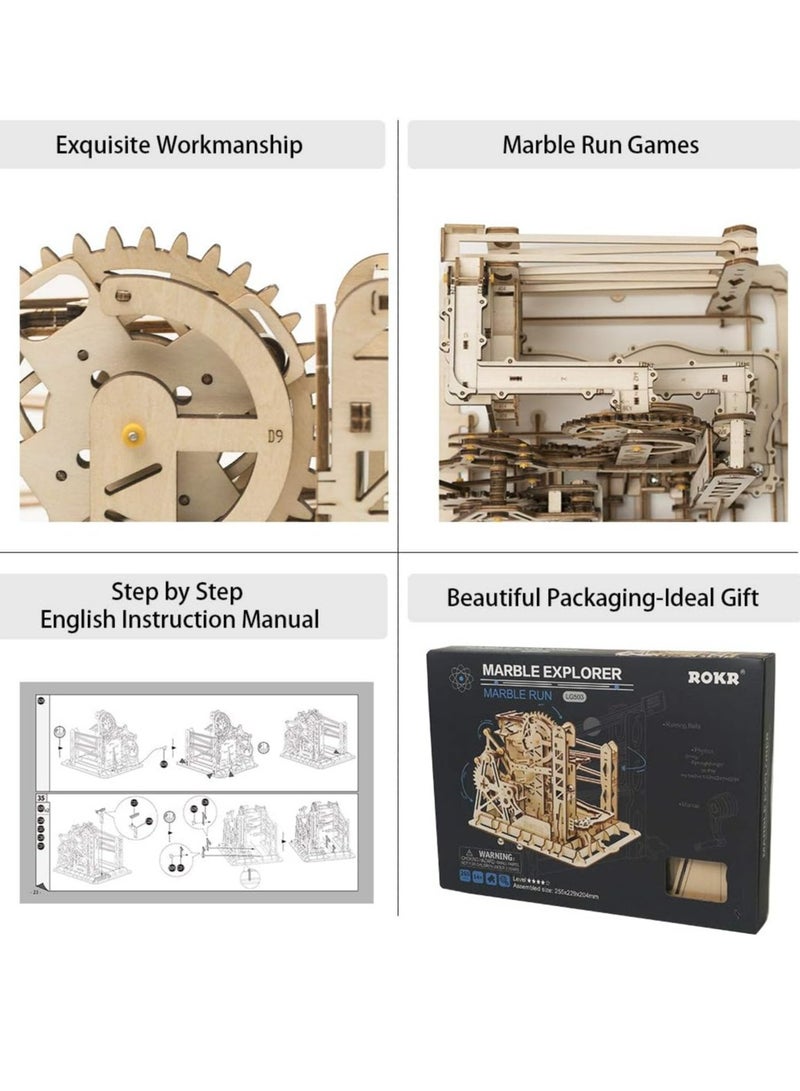 ROKR Marble Explorer Swingback Wall Marble Run LG503,3D Wooden Puzzles for Adults/Teens, Creative Home Decor, Unique Gift for Craft Hobby Adults/Teens