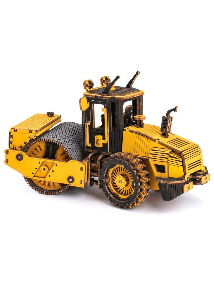 ROKR Road Roller Engineering Vehicle 3D Wooden Puzzle TG701K, 3D Wooden Puzzles for Adults/Teens, Creative Home Decor, Unique Gift for Craft Hobby Adults/Teens