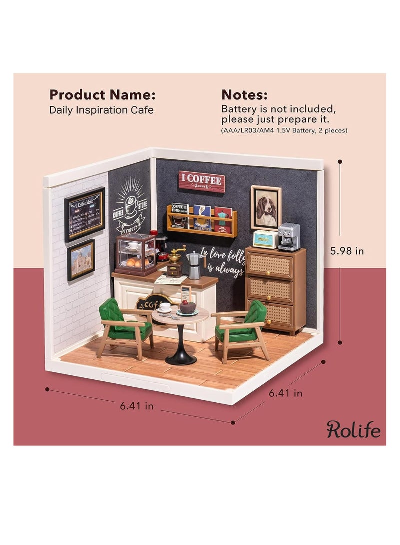 Rolife Super Creator Daily Inspiration Cafe Plastic DIY Miniature House Kit DW001,DIY 3D Puzzles for Adults/Teens, Creative Home Decor, Unique Gift for Craft Hobby Adults/Teens