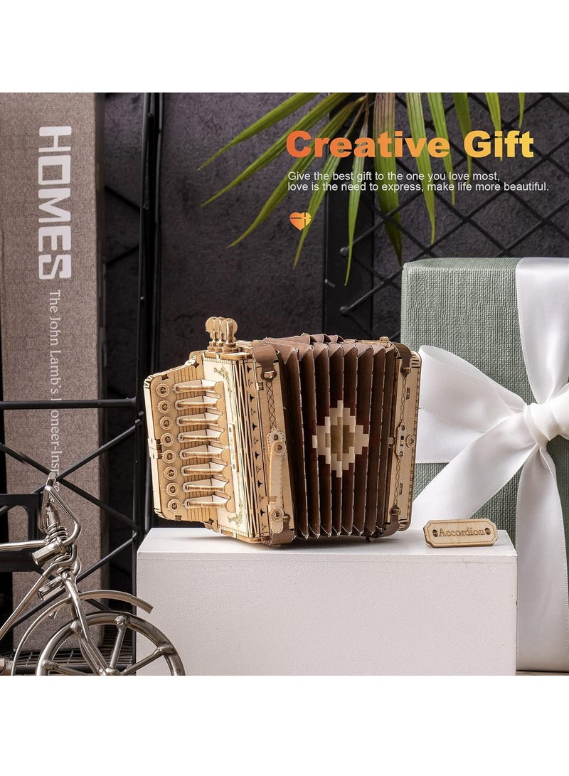 Rolife ACCORDION Model 3D Wooden Puzzle TG410, 3D Wooden Puzzles for Adults/Teens, Creative Home Decor, Unique Gift for Craft Hobby Adults/Teens