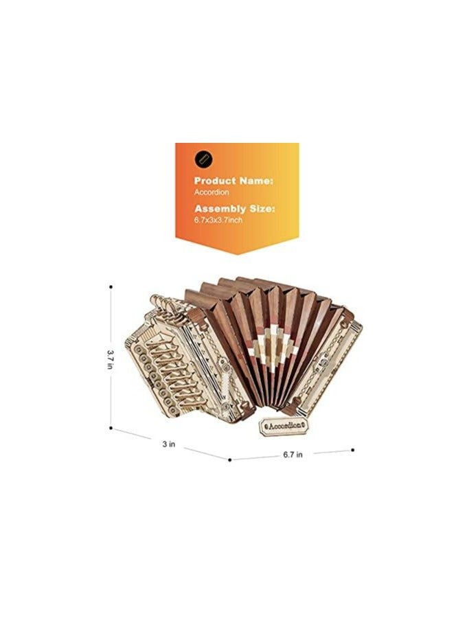 Rolife ACCORDION Model 3D Wooden Puzzle TG410, 3D Wooden Puzzles for Adults/Teens, Creative Home Decor, Unique Gift for Craft Hobby Adults/Teens