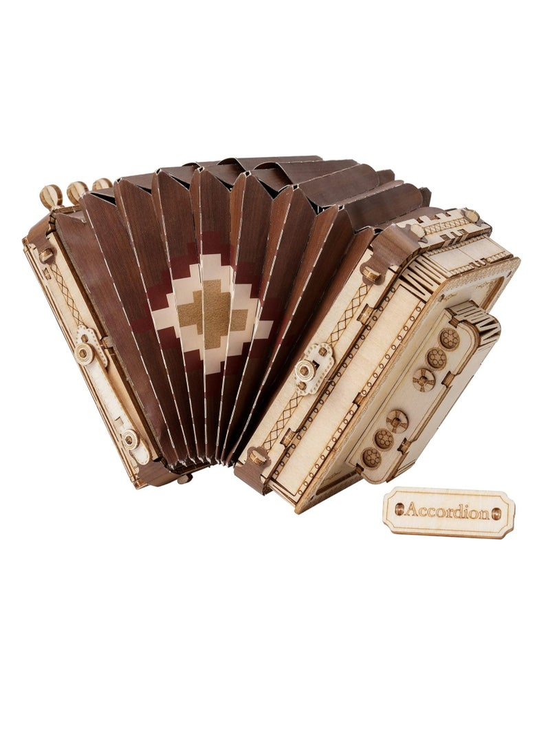 Rolife ACCORDION Model 3D Wooden Puzzle TG410, 3D Wooden Puzzles for Adults/Teens, Creative Home Decor, Unique Gift for Craft Hobby Adults/Teens