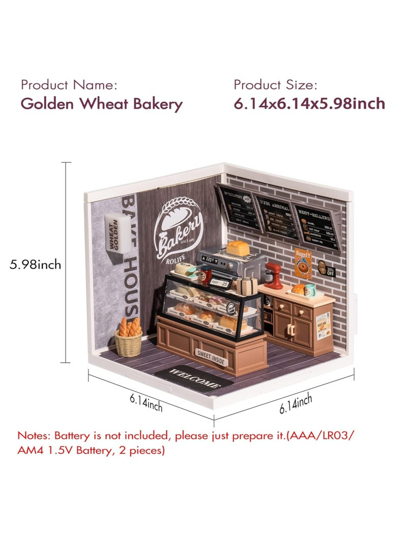 Rolife Super Creator Golden Wheat Bakery Plastic DIY Miniature House Kit DW005, DIY 3D Puzzles for Adults/Teens, Unique Gift for Craft Hobby and Creative Home Decor