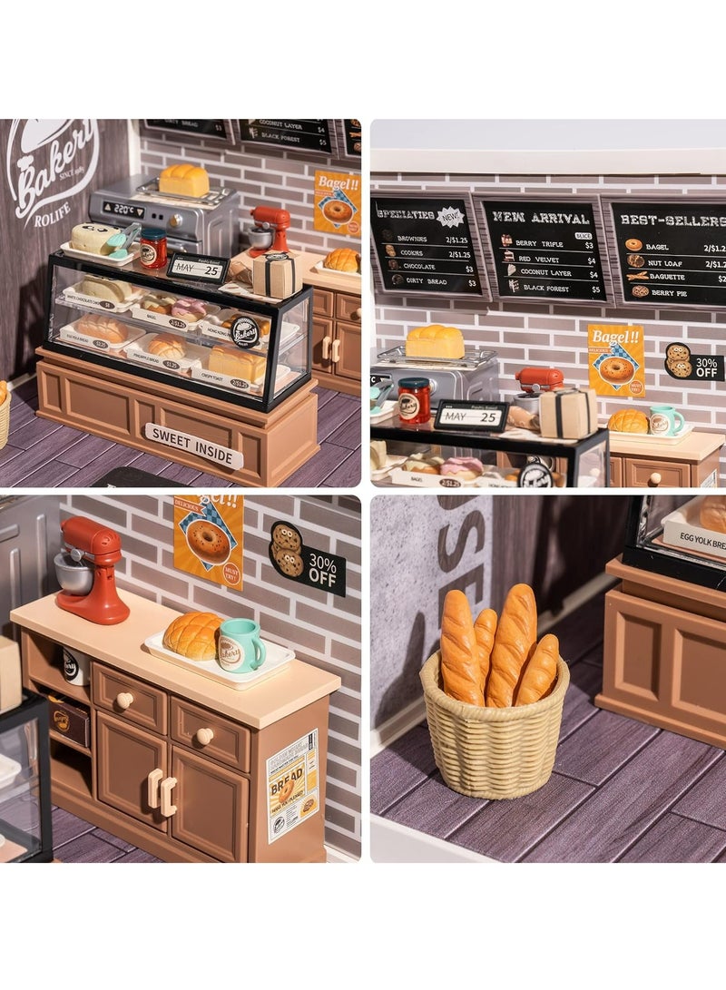 Rolife Super Creator Golden Wheat Bakery Plastic DIY Miniature House Kit DW005, DIY 3D Puzzles for Adults/Teens, Unique Gift for Craft Hobby and Creative Home Decor