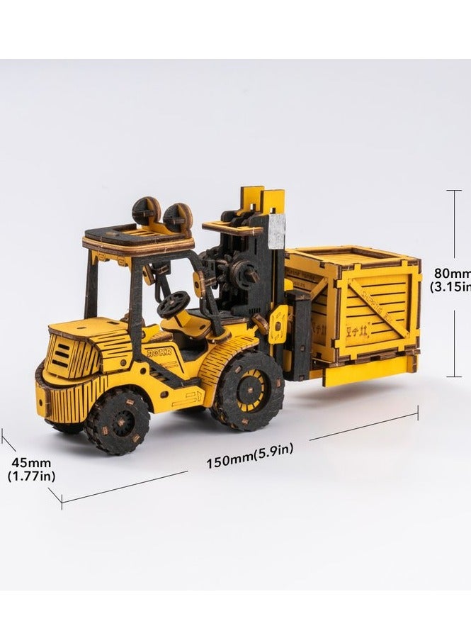 ROKR Forklift Engineering Vehicle 3D Wooden Puzzle TG413K, 3D Wooden Puzzles for Adults/Teens, Creative Home Decor, Unique Gift for Craft Hobby Adults/Teens