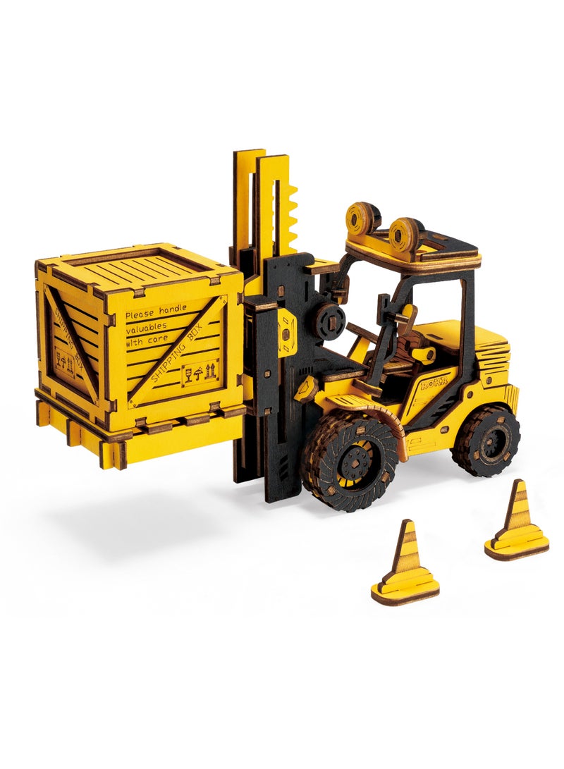 ROKR Forklift Engineering Vehicle 3D Wooden Puzzle TG413K, 3D Wooden Puzzles for Adults/Teens, Creative Home Decor, Unique Gift for Craft Hobby Adults/Teens