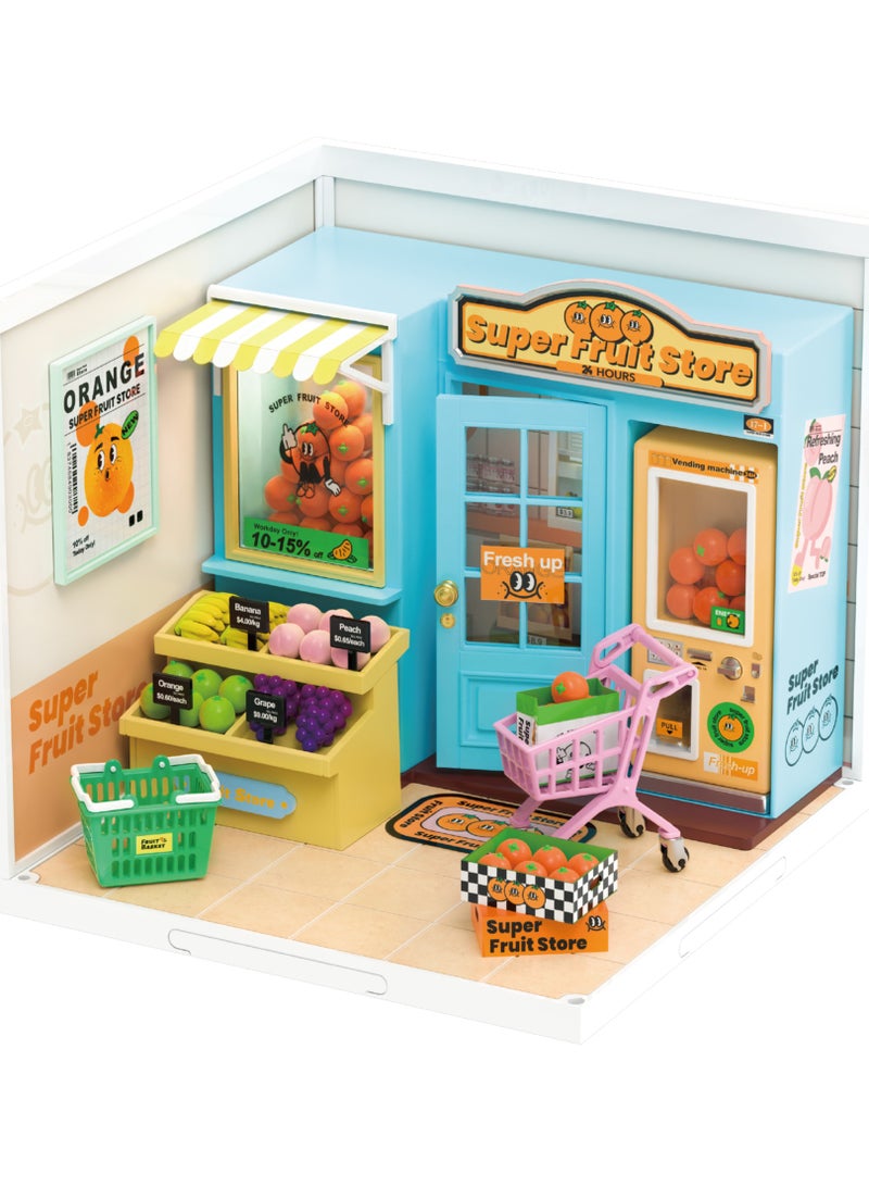 Rolife Super Creator Super Fruit Store Plastic DIY Miniature House Kit DW003,DIY 3D Puzzles for Adults/Teens, Unique Gift for Craft Hobby and Creative Home Decor