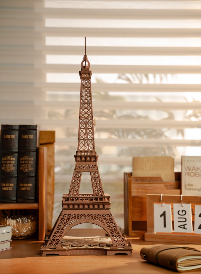 Rolife Night of the Eiffel Tower 3D Wooden Puzzle TGL01, Assembly Brain Teaser 3D Wooden Puzzle DIY Build Model Crafts Kits, Unique Gifts and Home Decor for Teens or Adults