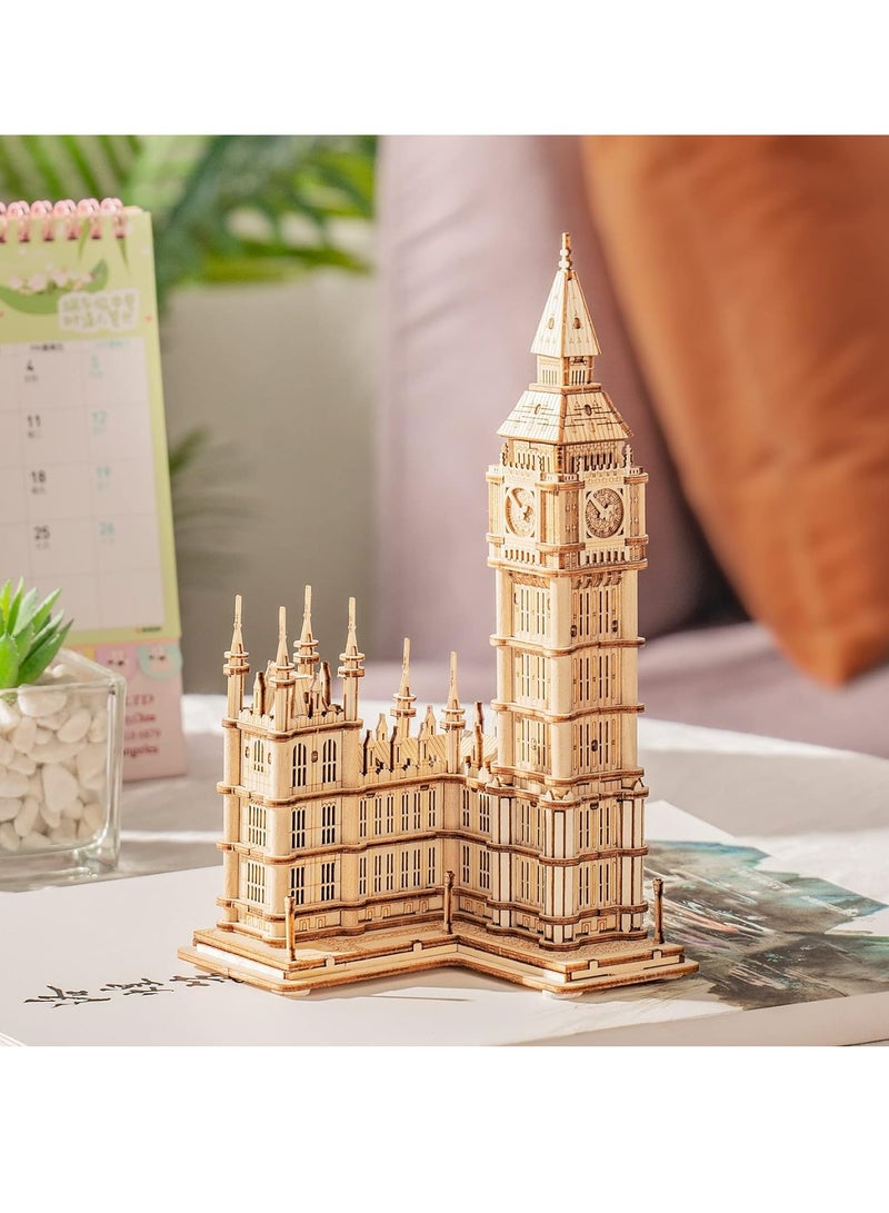 Rolife Big Ben With Lights TG507, 3D Wooden Puzzles for Adults/Teens, Creative Home Decor, Unique Gift for Craft Hobby Adults/Teens