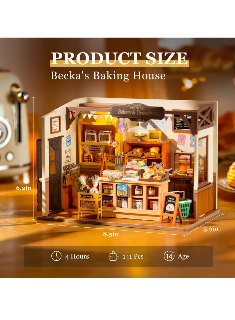 Rolife Becka's Baking House DIY Miniature House Kit DG161, Assembly Brain Teaser 3D Wooden Puzzle for Adults and Teens DIY Build Model Crafts Kits, Unique Gifts and Home Decor