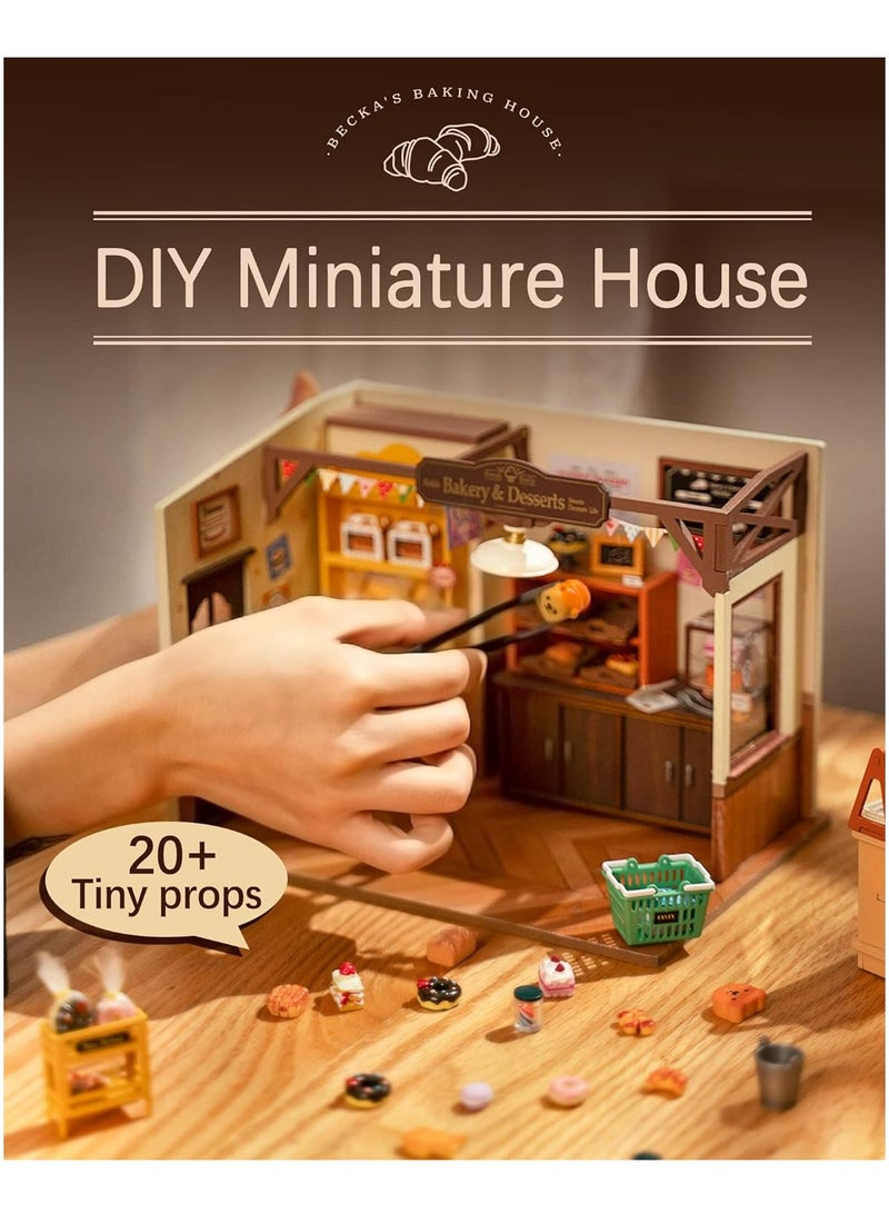 Rolife Becka's Baking House DIY Miniature House Kit DG161, Assembly Brain Teaser 3D Wooden Puzzle for Adults and Teens DIY Build Model Crafts Kits, Unique Gifts and Home Decor