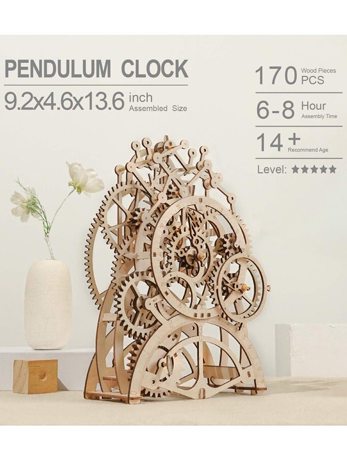 ROKR Pendulum Clock Mechanical Gears LK501,3D Wooden Puzzles for Adults/Teens, Creative Home Decor, Unique Gift for Craft Hobby Adults/Teens