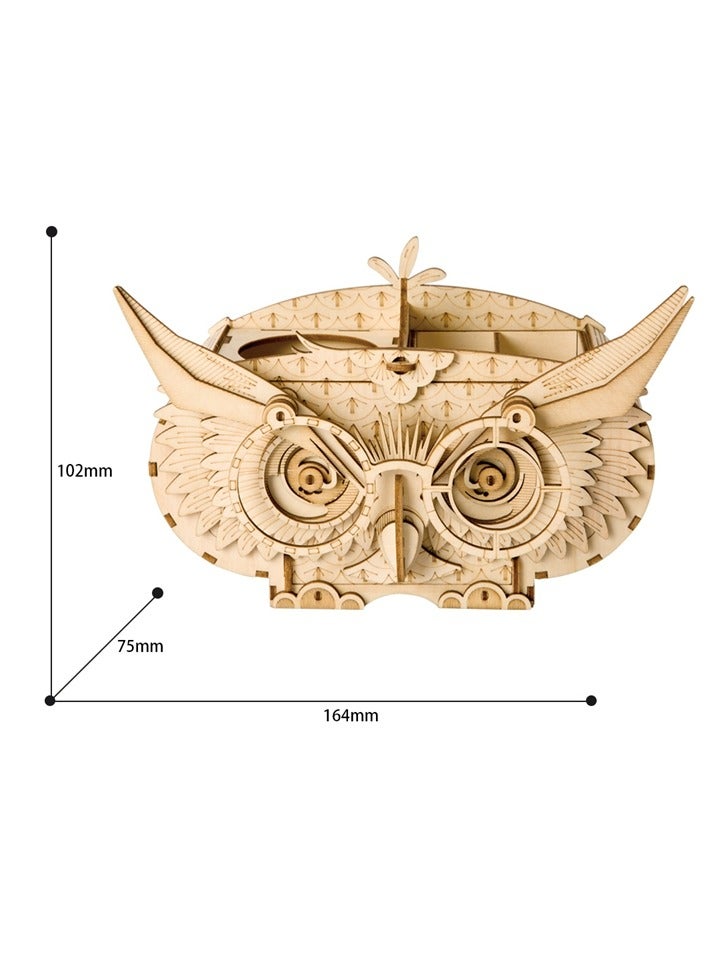 Rolife Owl Storage Box 3D Wooden Puzzle TG405, 3D Wooden Puzzles for Adults/Teens, Creative Home Decor, Unique Gift for Craft Hobby Adults/Teens