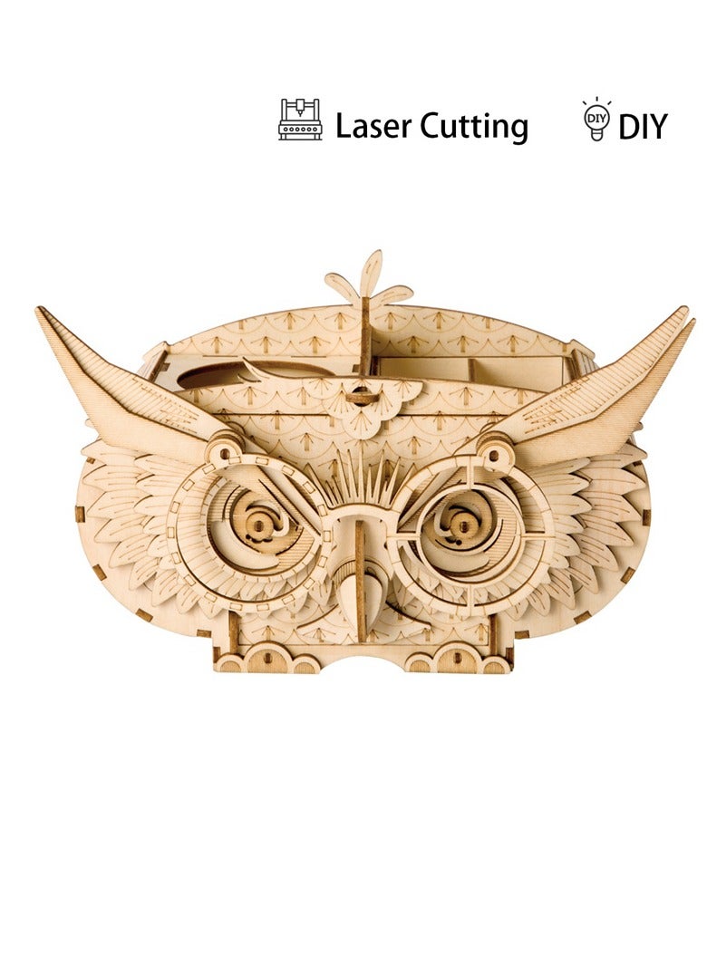 Rolife Owl Storage Box 3D Wooden Puzzle TG405, 3D Wooden Puzzles for Adults/Teens, Creative Home Decor, Unique Gift for Craft Hobby Adults/Teens