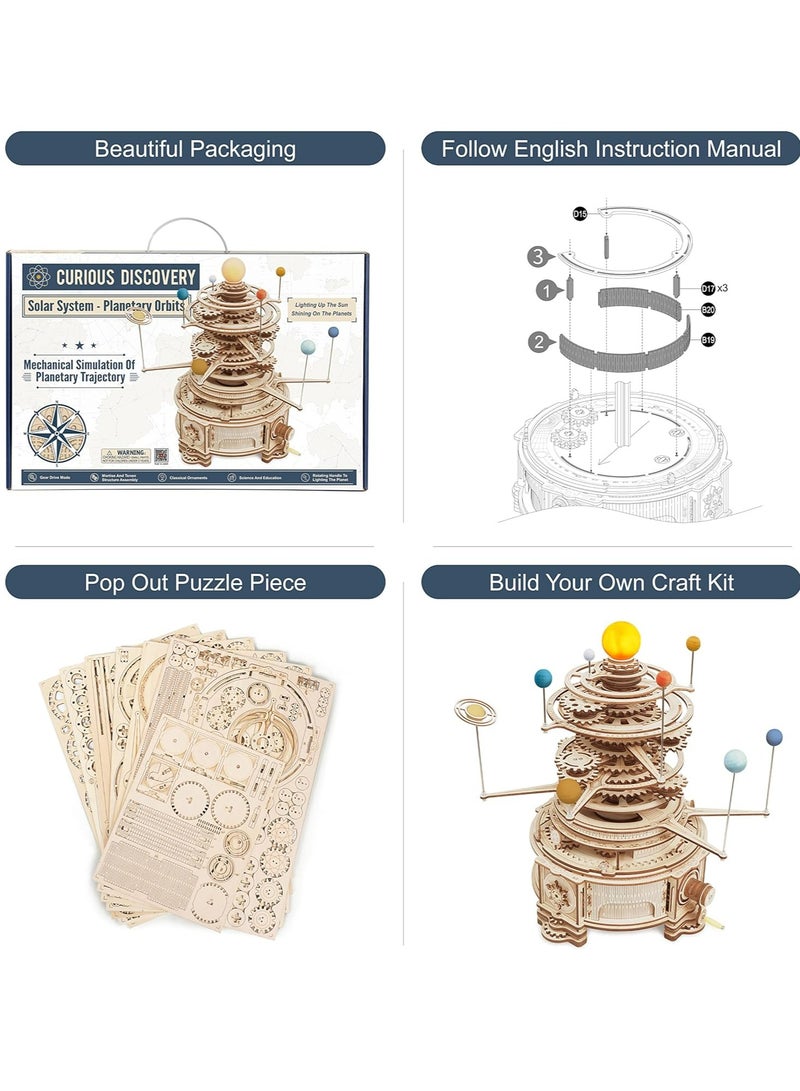 ROKR Mechanical Orrery ST001,3D Wooden Puzzles for Adults/Teens, Creative Home Decor, Unique Gift for Craft Hobby Adults/Teens