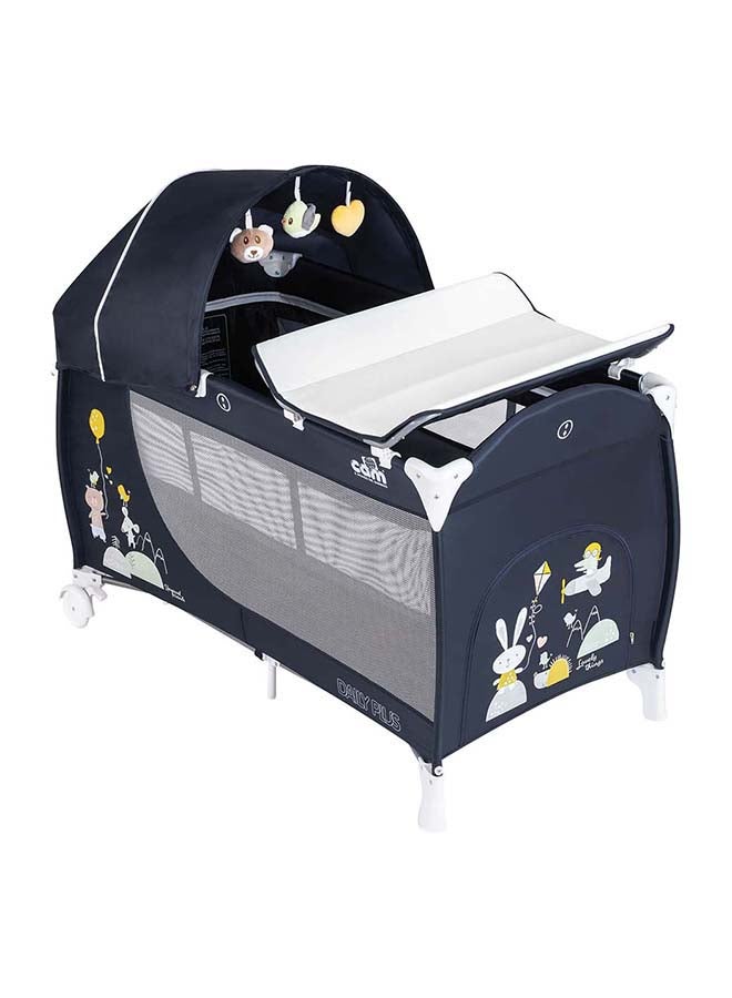 Bear And Bunny Daily Plus Travel Cot With Mosquito Net - Blue