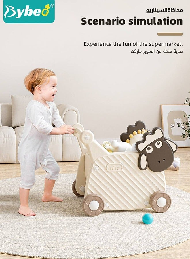 Baby Push Walker And Pull Doll Stroller With Shopping Cart Toy For Girls And Boys Learning Walk