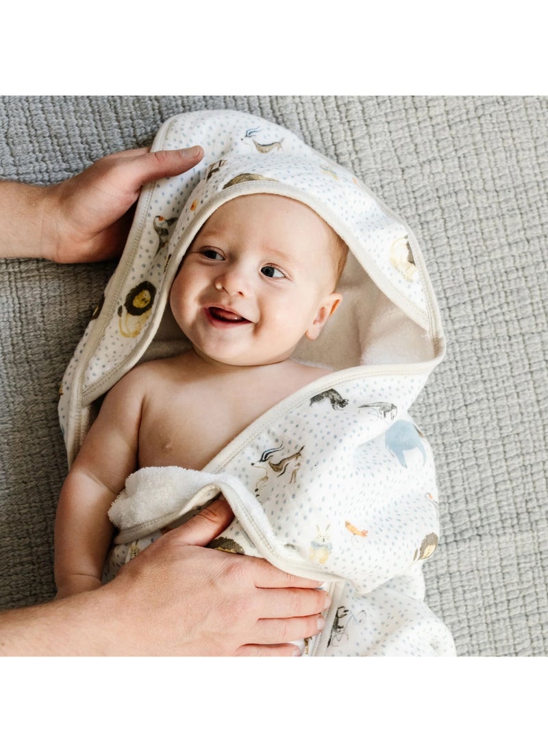 Cotton Muslin Hooded Infant Towel Party Animals