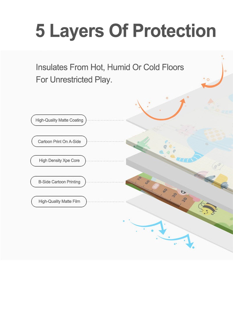 Double-Sided Cartoon Folding Crawling Mat Living Room Home Thickening Moisture Barrier Floor Mat Baby Crawling Mat