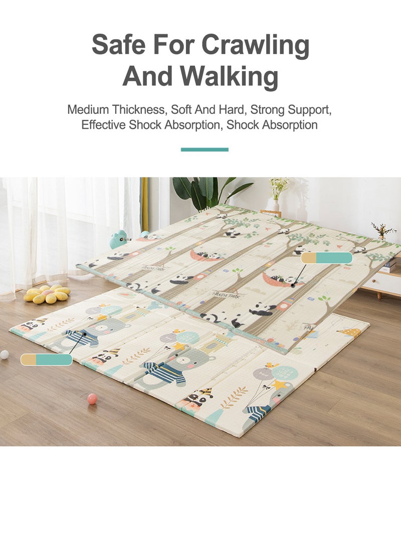 Double-Sided Cartoon Folding Crawling Mat Living Room Home Thickening Moisture Barrier Floor Mat Baby Crawling Mat