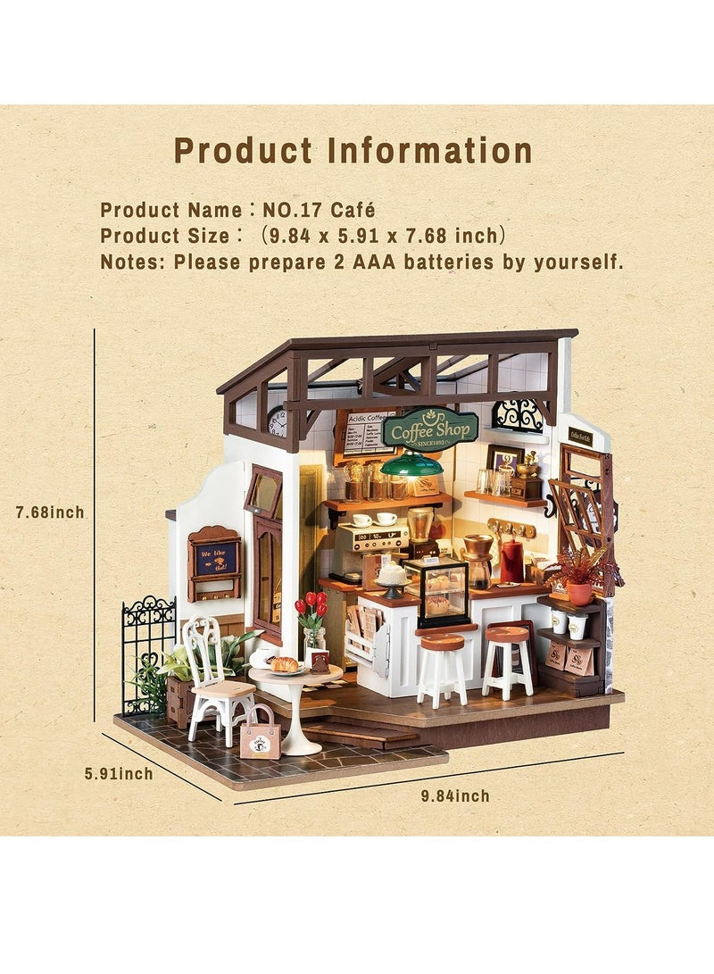 Rolife Flavory Café Miniature House kit DG162, Assembly Brain Teaser 3D Wooden Puzzle for Adults and Teens DIY Build Model Crafts Kits, Unique Gifts and Home Decor