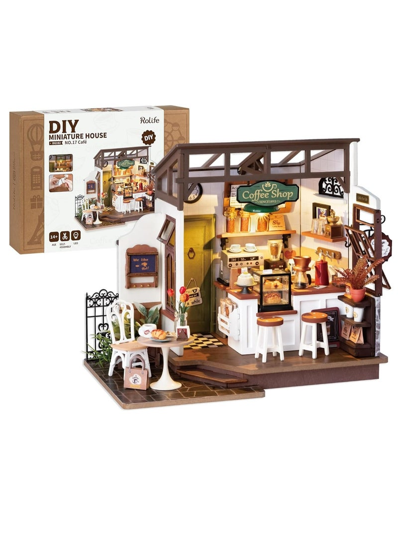 Rolife Flavory Café Miniature House kit DG162, Assembly Brain Teaser 3D Wooden Puzzle for Adults and Teens DIY Build Model Crafts Kits, Unique Gifts and Home Decor