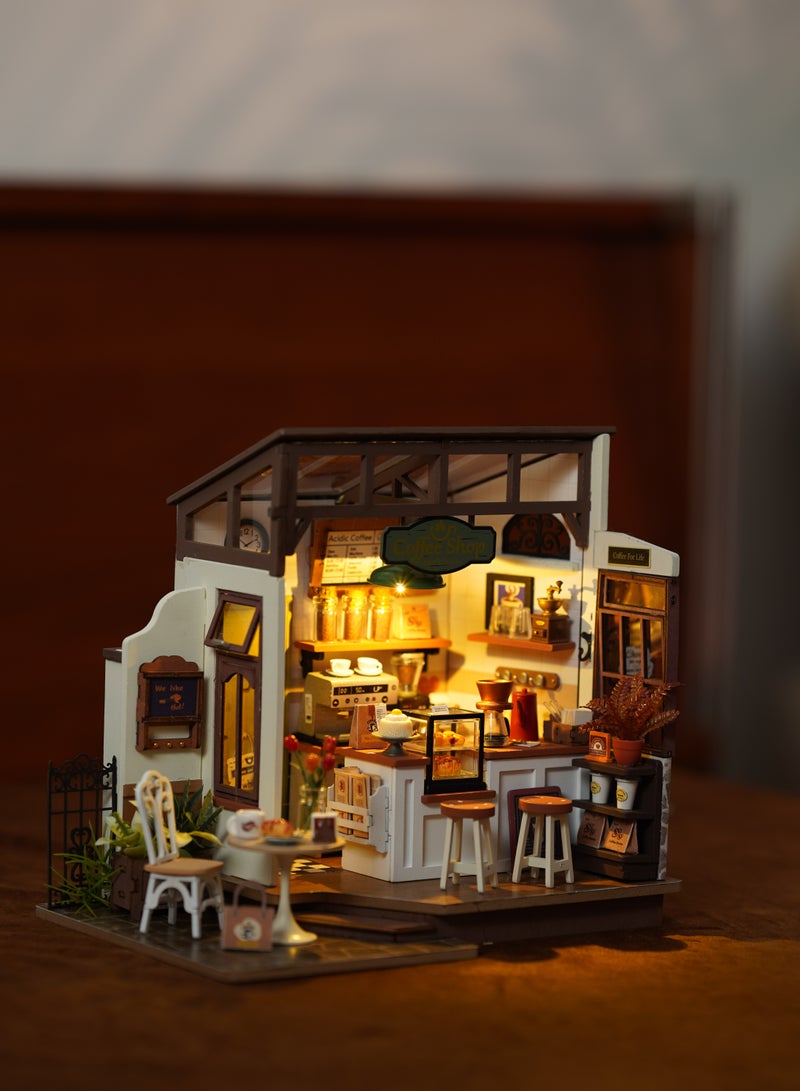 Rolife Flavory Café Miniature House kit DG162, Assembly Brain Teaser 3D Wooden Puzzle for Adults and Teens DIY Build Model Crafts Kits, Unique Gifts and Home Decor