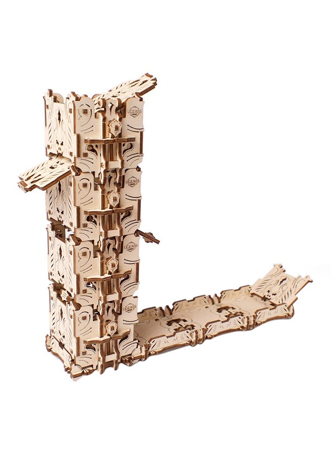 164-Piece 3D Wooden Puzzle, Modular Dice Tower - Camel Brown 18x4.5x19cm