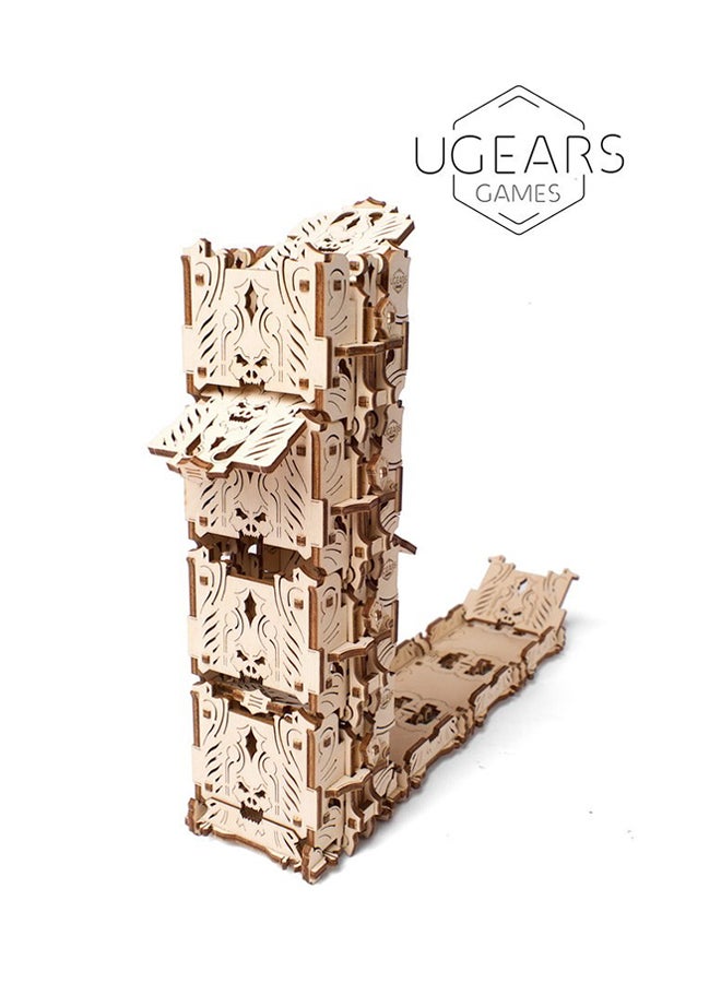 164-Piece 3D Wooden Puzzle, Modular Dice Tower - Camel Brown 18x4.5x19cm