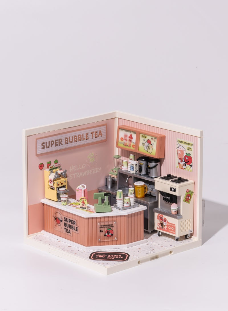 Rolife Super Creator Double Joy Bubble Tea Plastic DIY Miniature House Kit DW006, DIY 3D Puzzles for Adults/Teens, Unique Gift for Craft Hobby and Creative Home Decor