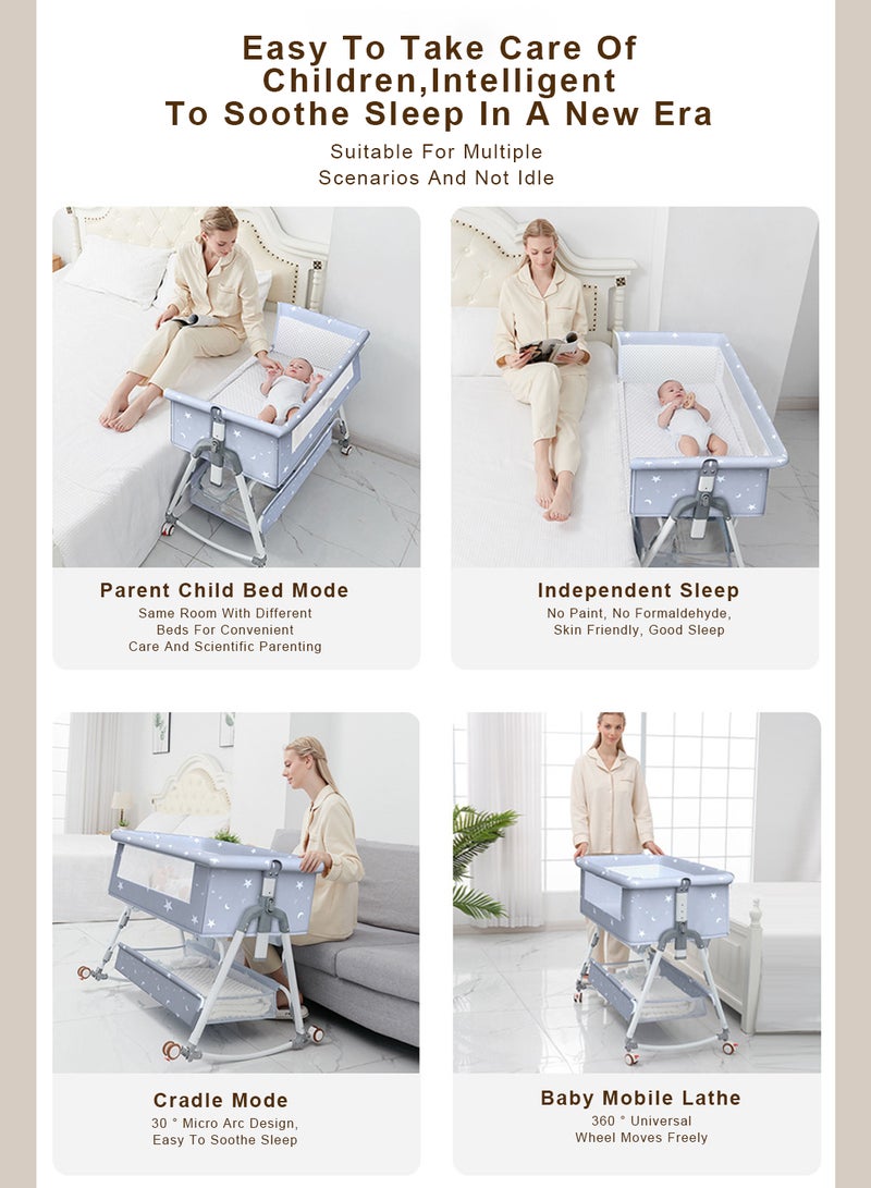 Baby Crib, Newborn Bed Splicing, Large Bed, Baby Rocking Bed, Bb Children's Bed, Rocking Bed, Multifunctional, Movable and Foldable