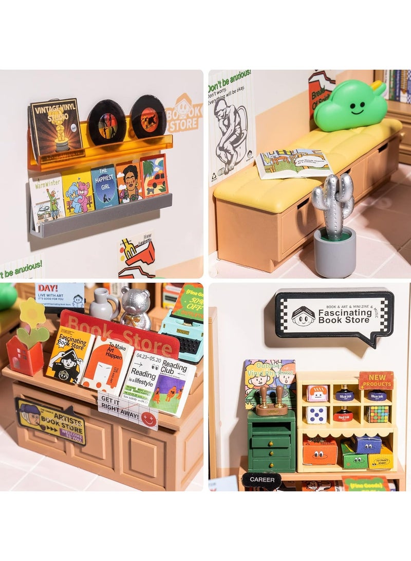 Rolife Super Creator Fascinating Book Store Plastic DIY Miniature House Kit DW004, DIY 3D Puzzles for Adults/Teens, Unique Gift for Craft Hobby and Creative Home Decor