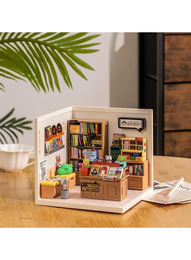 Rolife Super Creator Fascinating Book Store Plastic DIY Miniature House Kit DW004, DIY 3D Puzzles for Adults/Teens, Unique Gift for Craft Hobby and Creative Home Decor