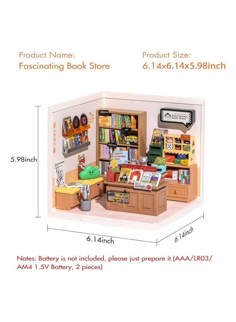 Rolife Super Creator Fascinating Book Store Plastic DIY Miniature House Kit DW004, DIY 3D Puzzles for Adults/Teens, Unique Gift for Craft Hobby and Creative Home Decor