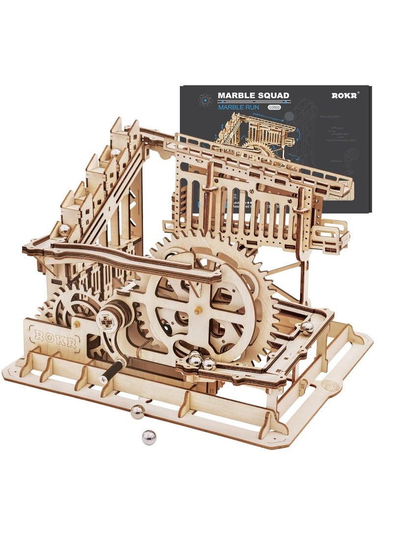 ROKR Marble Squad Trapdoors Marble Run LG502,3D Wooden Puzzles for Adults/Teens, Creative Home Decor, Unique Gift for Craft Hobby Adults/Teens