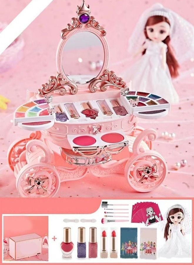 Girl Makeup Toy Simulation Cosmetics Set Pretend Play Nail Polish Lipstick Accessories with Doll