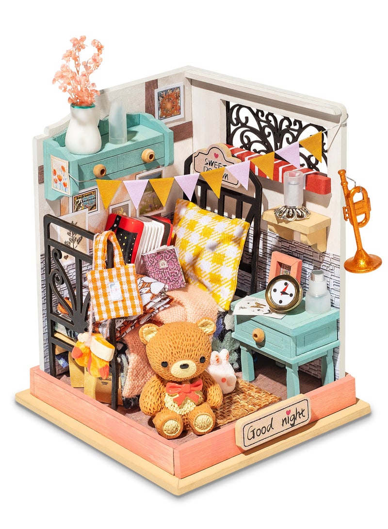 Rolife Sweet Dream Bedroom Miniature Dollhouse Kit DS016, DIY 3D Puzzles for Adults/Teens, Unique Gift for Craft Hobby and Creative Home Decor