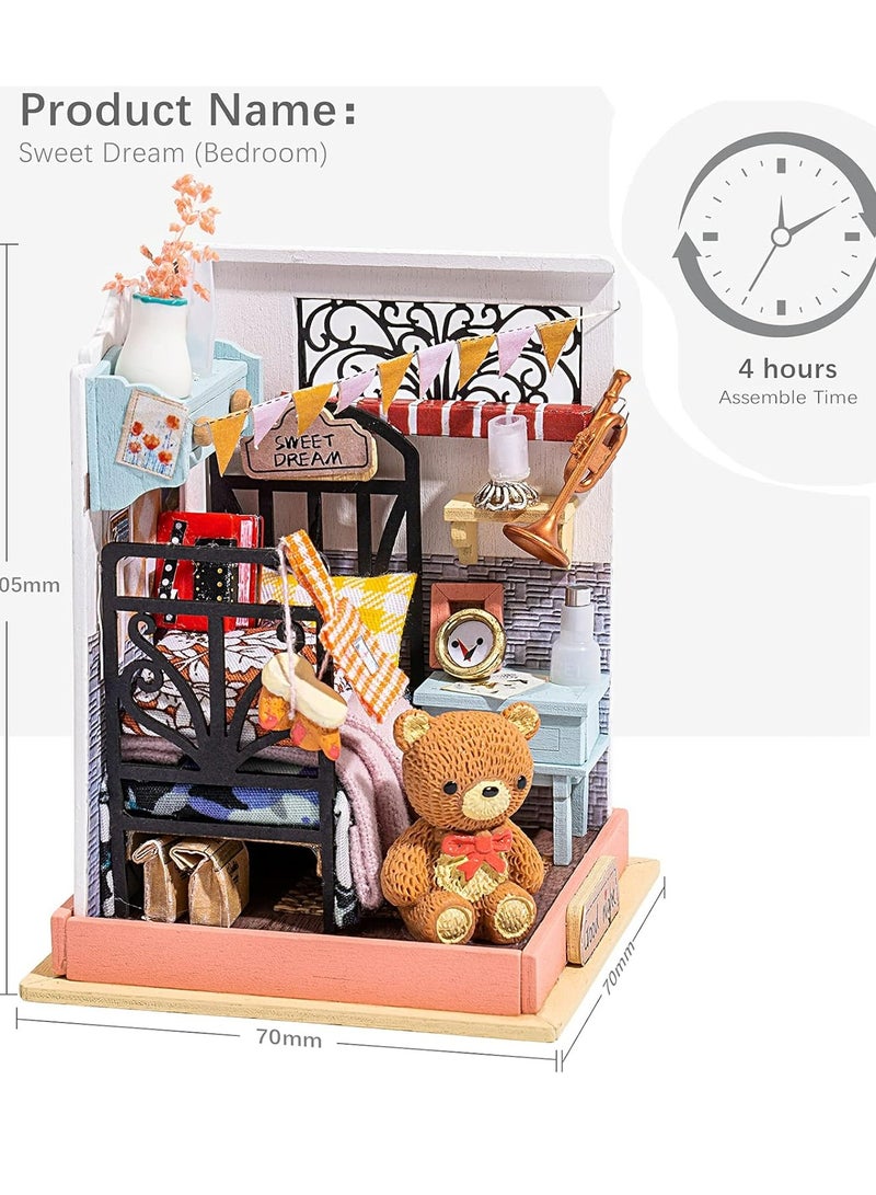 Rolife Sweet Dream Bedroom Miniature Dollhouse Kit DS016, DIY 3D Puzzles for Adults/Teens, Unique Gift for Craft Hobby and Creative Home Decor