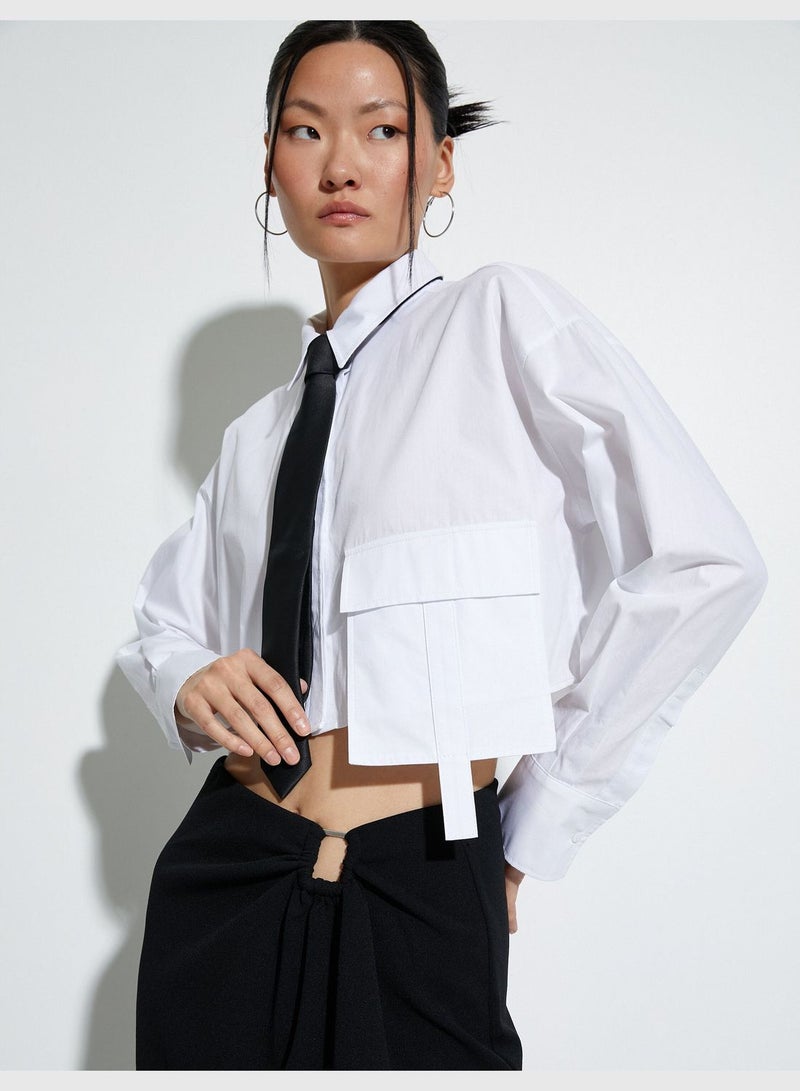 Pocket Detail Crop Shirt