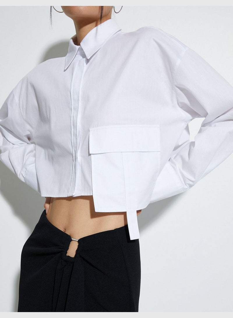 Pocket Detail Crop Shirt