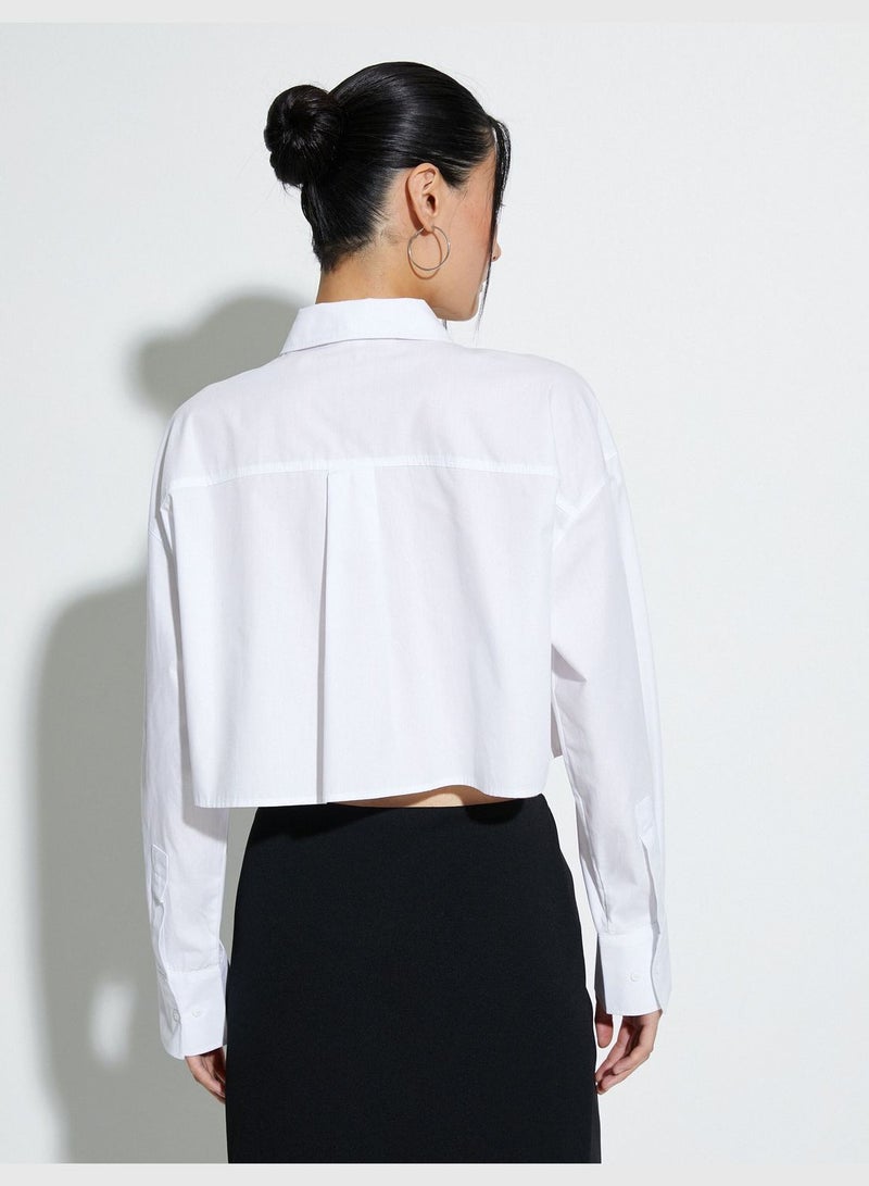 Pocket Detail Crop Shirt